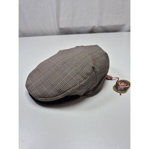 Christys London  Newsboy Hat Flat Cap Fitted Mens L Brown Check Handmade  Plaid